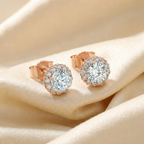 1.6 karaat moissanite (lab diamant) oorbellen | 925 sterling Zilver, 14k Roségoud ­verguld