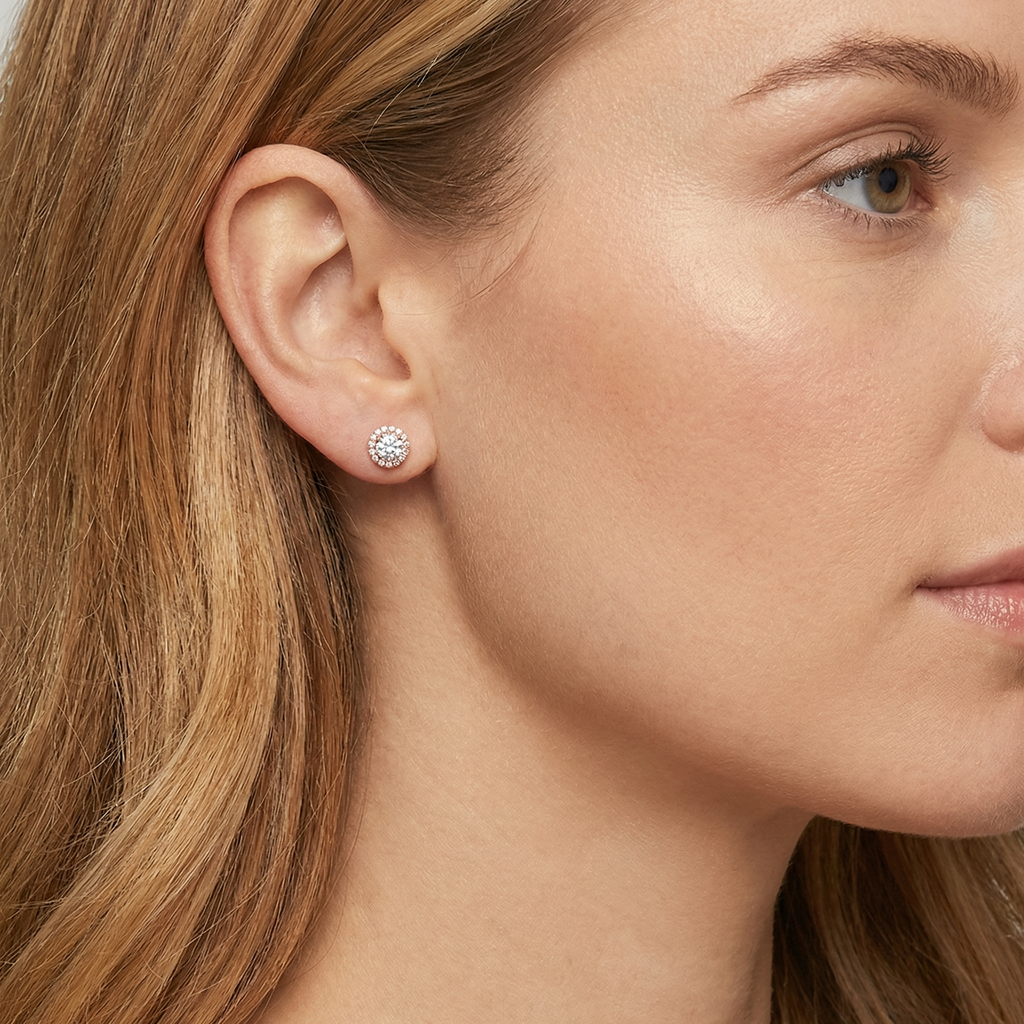 1.6 karaat moissanite (lab diamant) oorbellen | 925 sterling Zilver, 14k Roségoud ­verguld