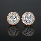 1.6 karaat moissanite (lab diamant) oorbellen | 925 sterling Zilver, 14k Roségoud ­verguld