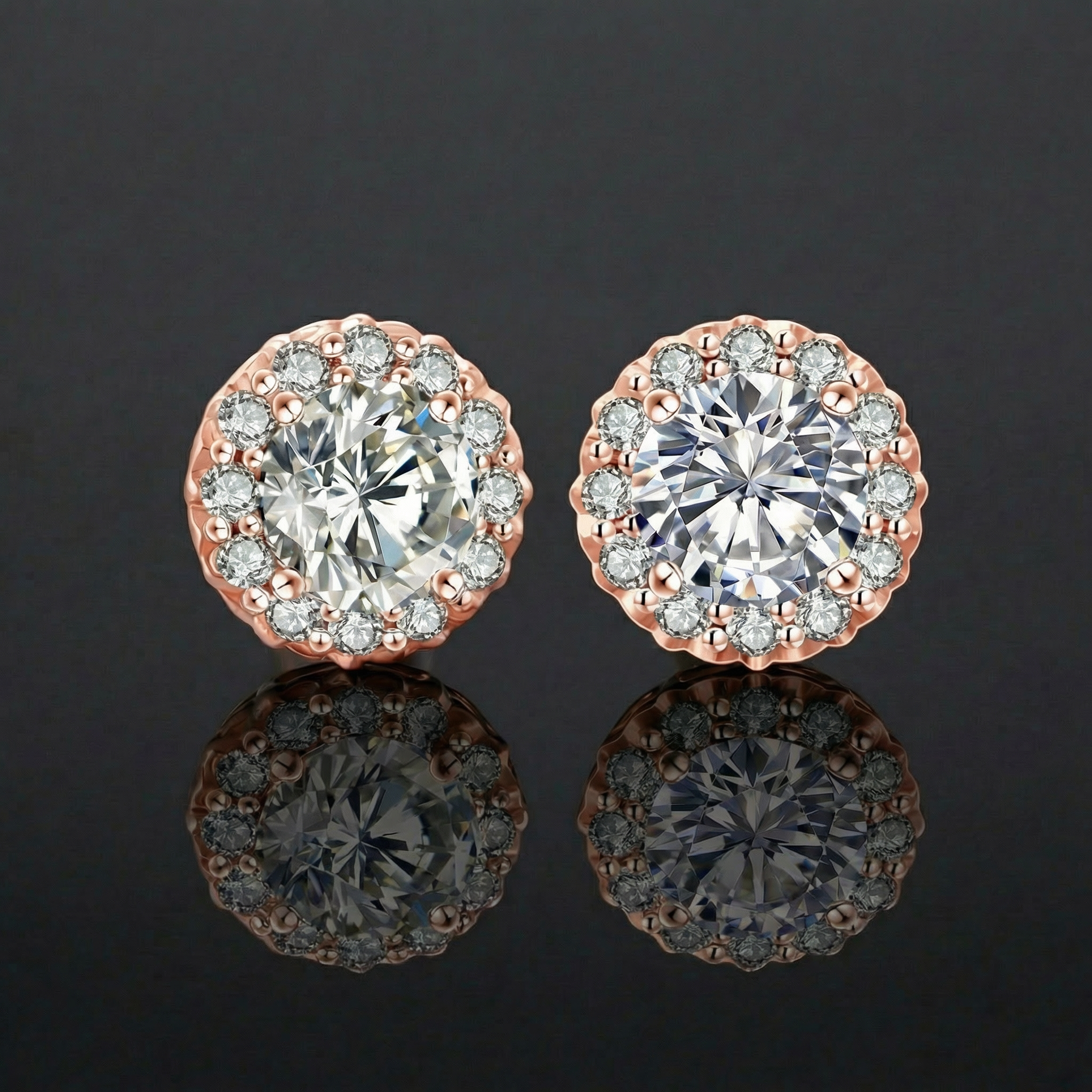 1.6 karaat moissanite (lab diamant) oorbellen | 925 sterling Zilver, 14k Roségoud ­verguld