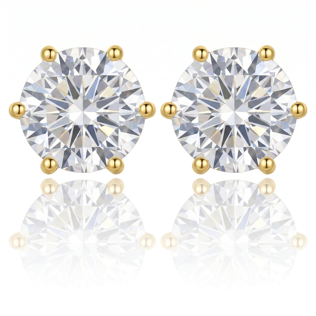 2 karaat moissanite (lab diamant) oorbellen | 925 sterling Zilver, 18k goud­verguld