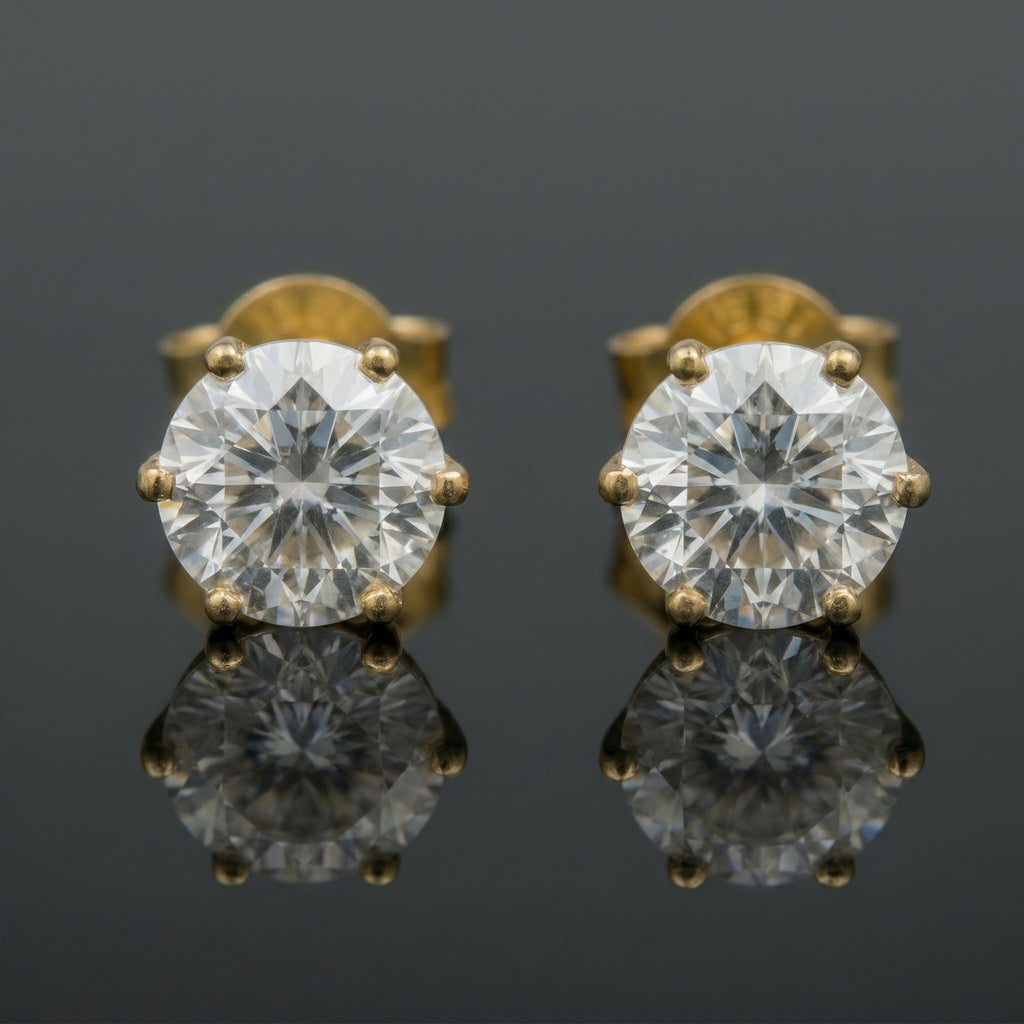 2 karaat moissanite (lab diamant) oorbellen | 925 sterling Zilver, 18k goud­verguld