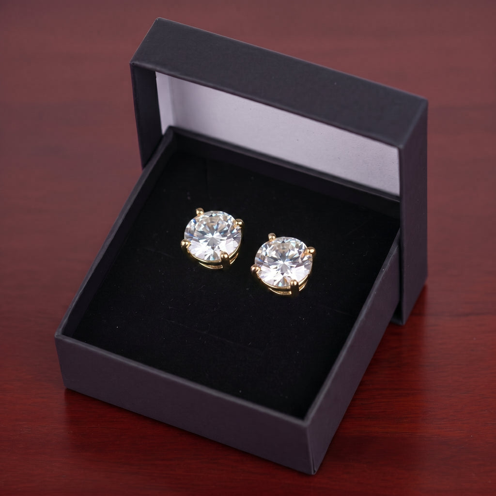 4 karaat moissanite (lab diamant) oorbellen | 925 sterling Zilver, 18k goud­verguld