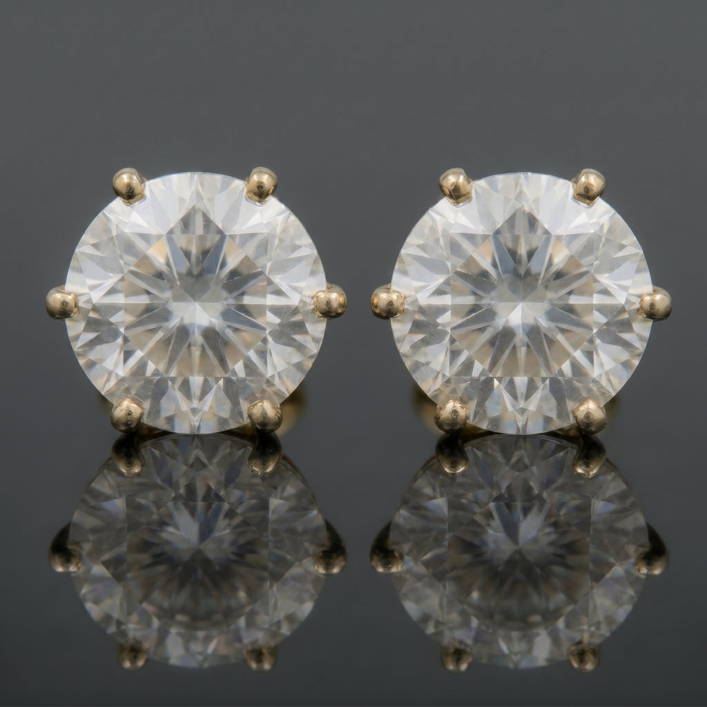 4 karaat moissanite (lab diamant) oorbellen | 925 sterling Zilver, 18k goud­verguld