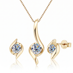 Titanix sieradenset – 2 karaat moissanite (lab diamant) – ketting + oorbellen | 925 sterling zilver, 18k goudverguld | met GRA-certificaat