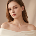 Titanix sieradenset – 2 karaat moissanite (lab diamant) – ketting + oorbellen | 925 sterling zilver, 18k goudverguld | met GRA-certificaat