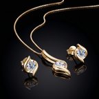 Titanix sieradenset – 2 karaat moissanite (lab diamant) – ketting + oorbellen | 925 sterling zilver, 18k goudverguld | met GRA-certificaat