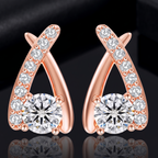 1 karaat moissanite (lab diamant) oorbellen | gekruist design, 925 sterling zilver, 14k roségoudverguld