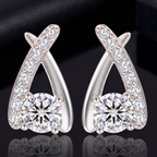 1 karaat moissanite (lab diamant) oorbellen | gekruist design, 925 sterling zilver, rhodiumverguld