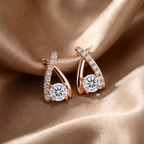 1 karaat moissanite (lab diamant) oorbellen | gekruist design, 925 sterling zilver, 14k roségoudverguld
