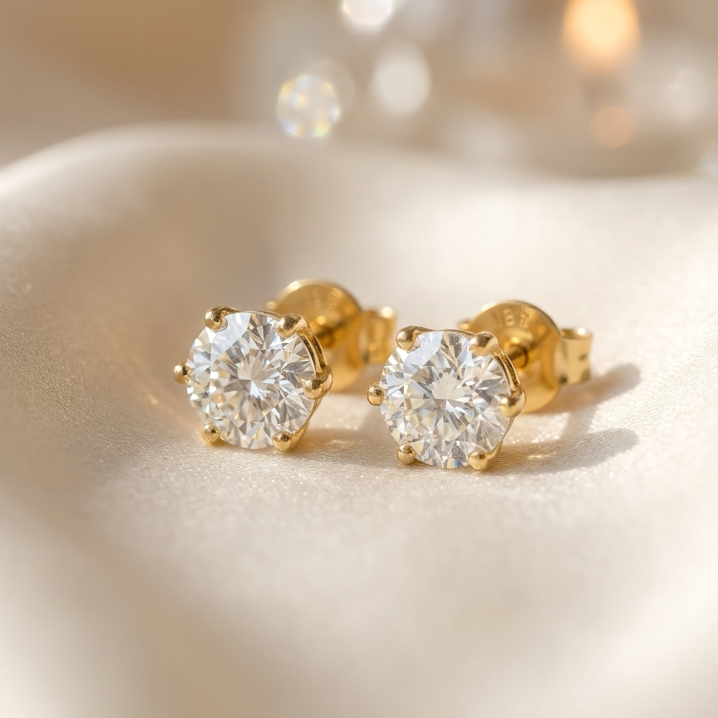 Moissanite oorbellen lifestyle - 925 sterling zilver, 18k goudverguld