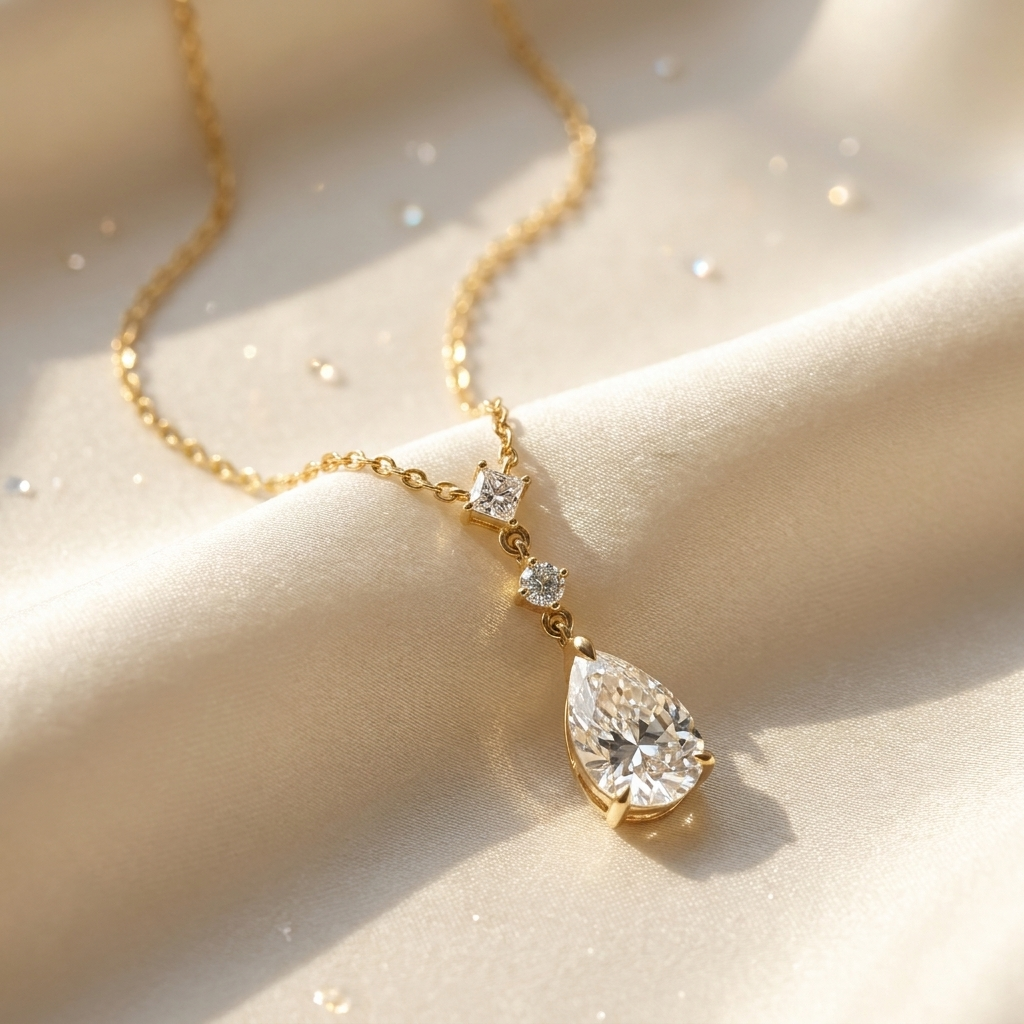 2 karaat moissanite ketting lifestyle - 925 sterling zilver, 18k goudverguld