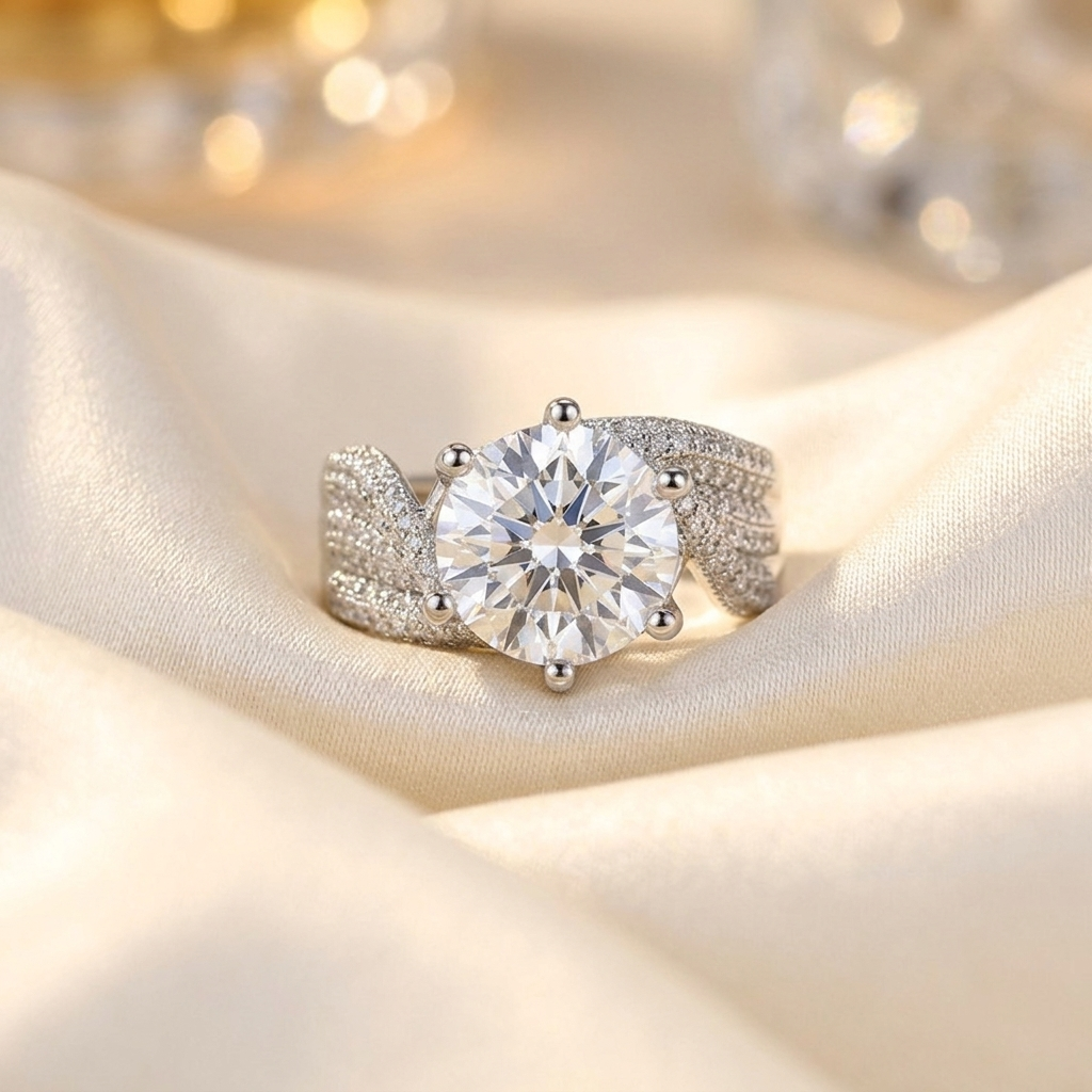 5 karaat moissanite ring lifestyle - 925 sterling zilver, platinaverguld