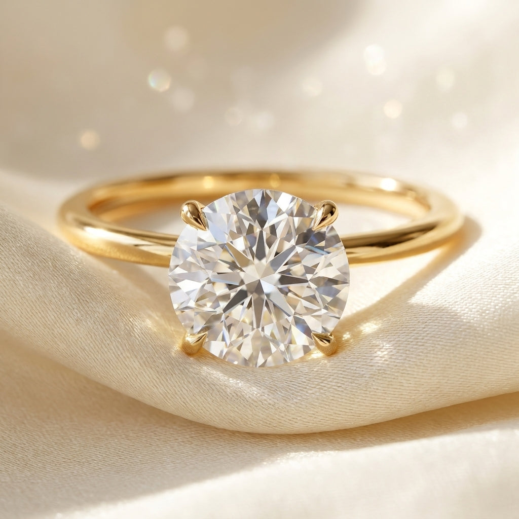 Moissanite ring massief 14k goud lifestyle