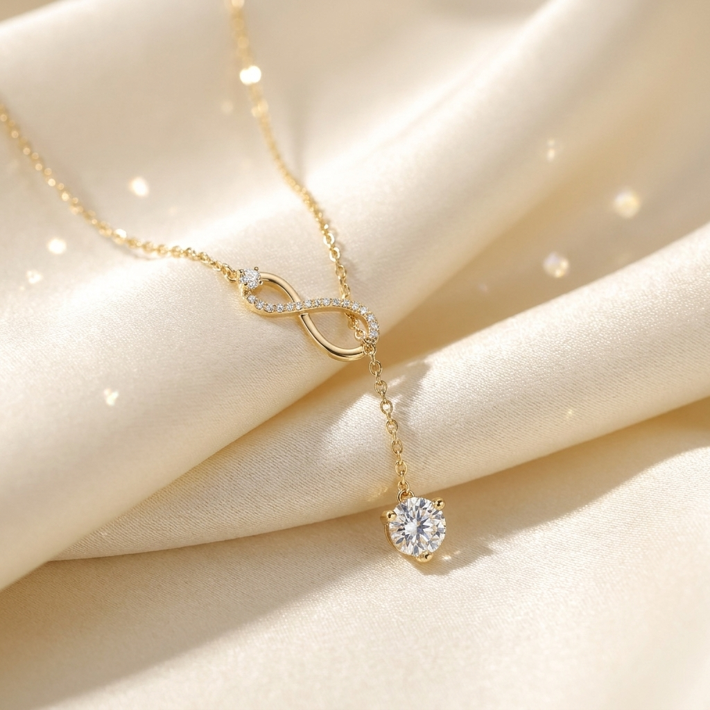 Moissanite Y-lariat ketting lifestyle - 925 sterling zilver, 18k goudverguld