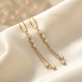 Moissanite chain oorbellen lifestyle - 925 sterling zilver, 18k goudverguld