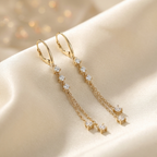 Moissanite chain oorbellen lifestyle - 925 sterling zilver, 18k goudverguld