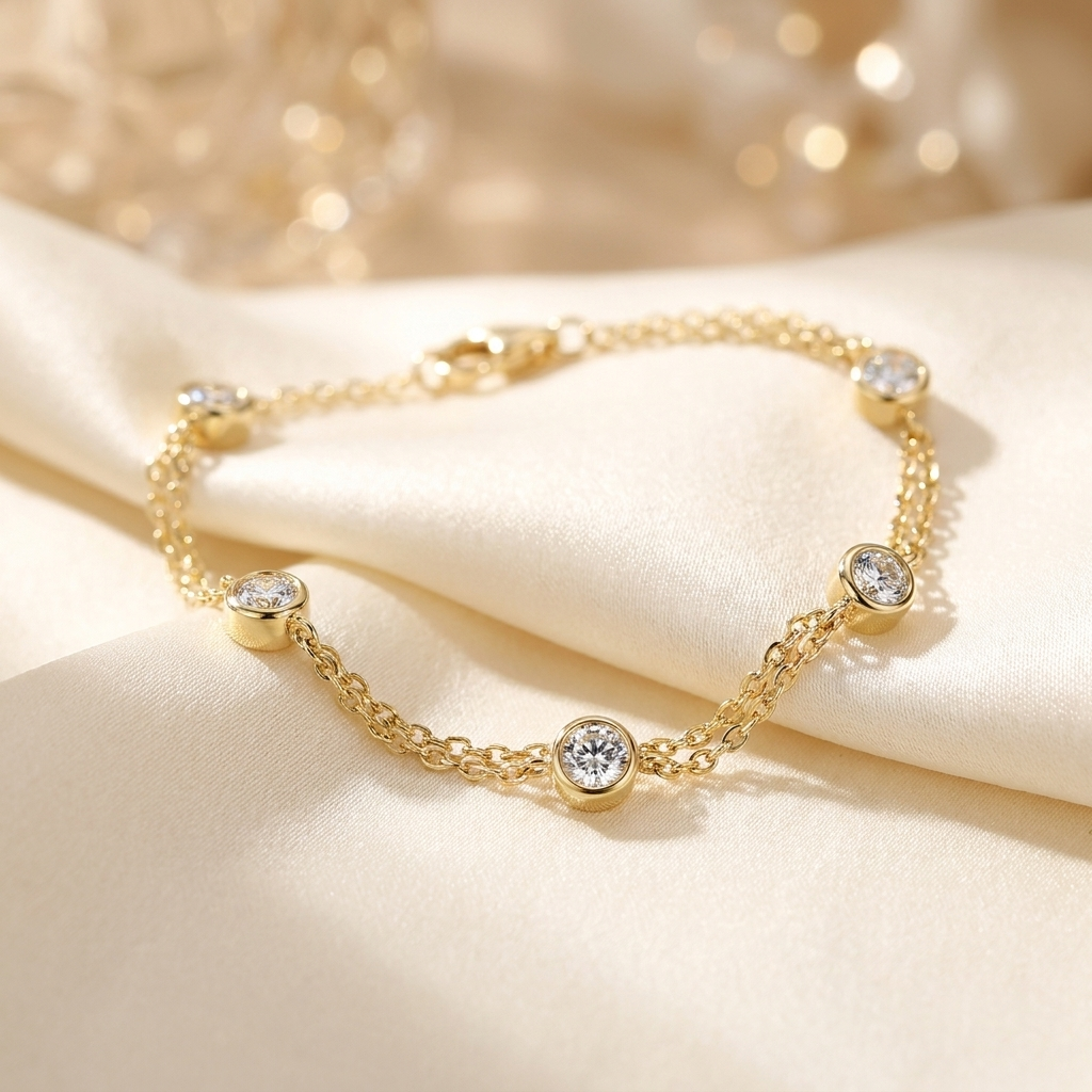 Moissanite tennisarmband lifestyle - 925 sterling zilver, 18k goudverguld