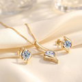 Moissanite sieradenset lifestyle - ketting + oorbellen, 18k goudverguld