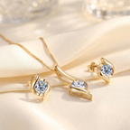 Moissanite sieradenset lifestyle - ketting + oorbellen, 18k goudverguld