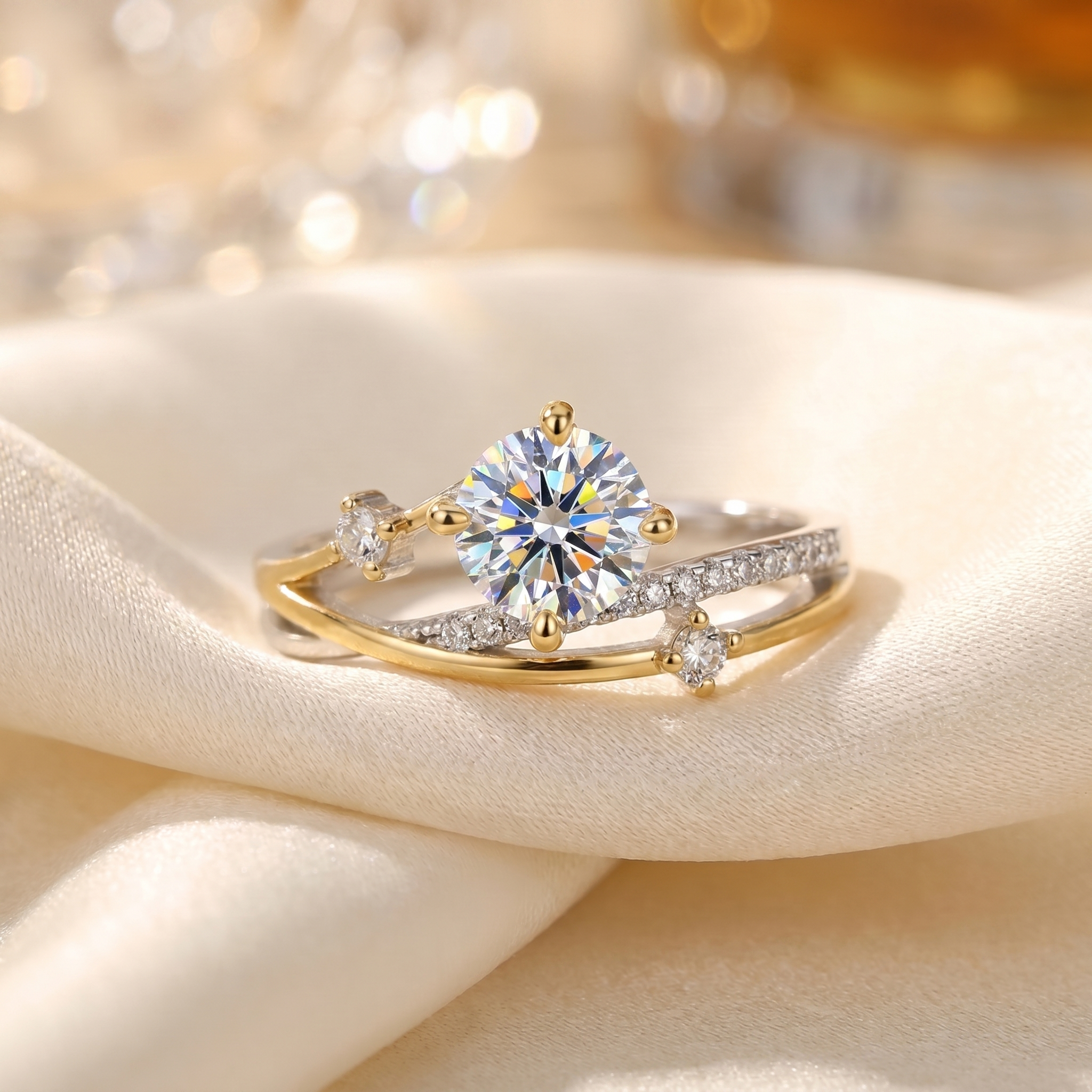 Zilveren Moissanite Solitaire Ring – 1 Karaat (goudverguld)