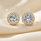 Moissanite oorbellen 1 karaat - 925 sterling zilver, 18k goudverguld