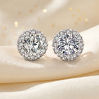 Moissanite oorbellen 1 karaat - 925 sterling zilver, rhodium verguld