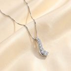 Moissanite curve ketting - 925 sterling zilver, rhodium verguld
