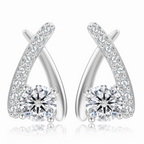 1 karaat moissanite (lab diamant) oorbellen | gekruist design, 925 sterling zilver, rhodiumverguld