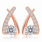 1 karaat moissanite (lab diamant) oorbellen | gekruist design, 925 sterling zilver, 14k roségoudverguld