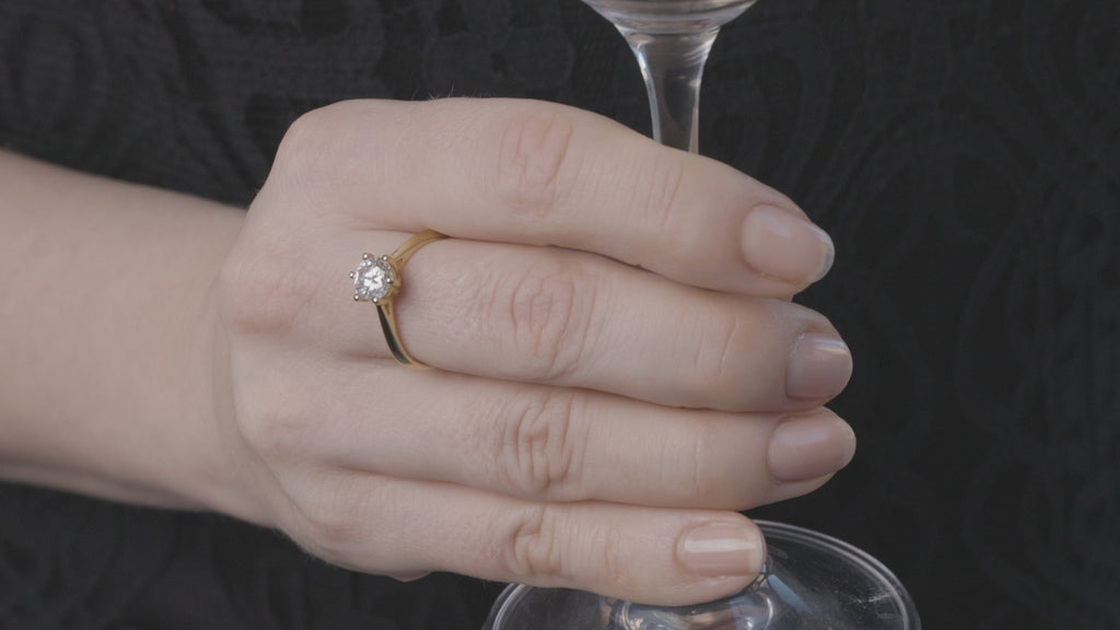 1 karaat moissanite (lab diamant) ring | 925 sterling zilver en 18K goud verguld | Maat  17.25 mm/54