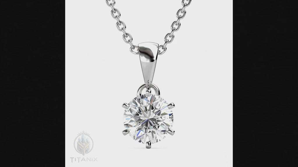 Titanix Ketting Dames – 925 Sterling Zilver, 18k Witgoud­verguld – 1 Karaat Moissanite (Lab-Diamant) met GRA-Certificaat – Mooie Elegante Ketting